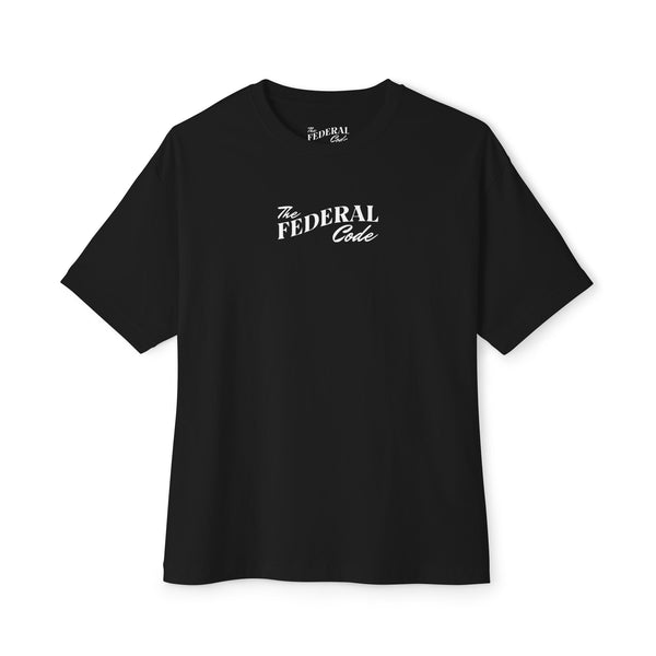 Unisex Oversized Boxy Tee The Federal Code Logo White